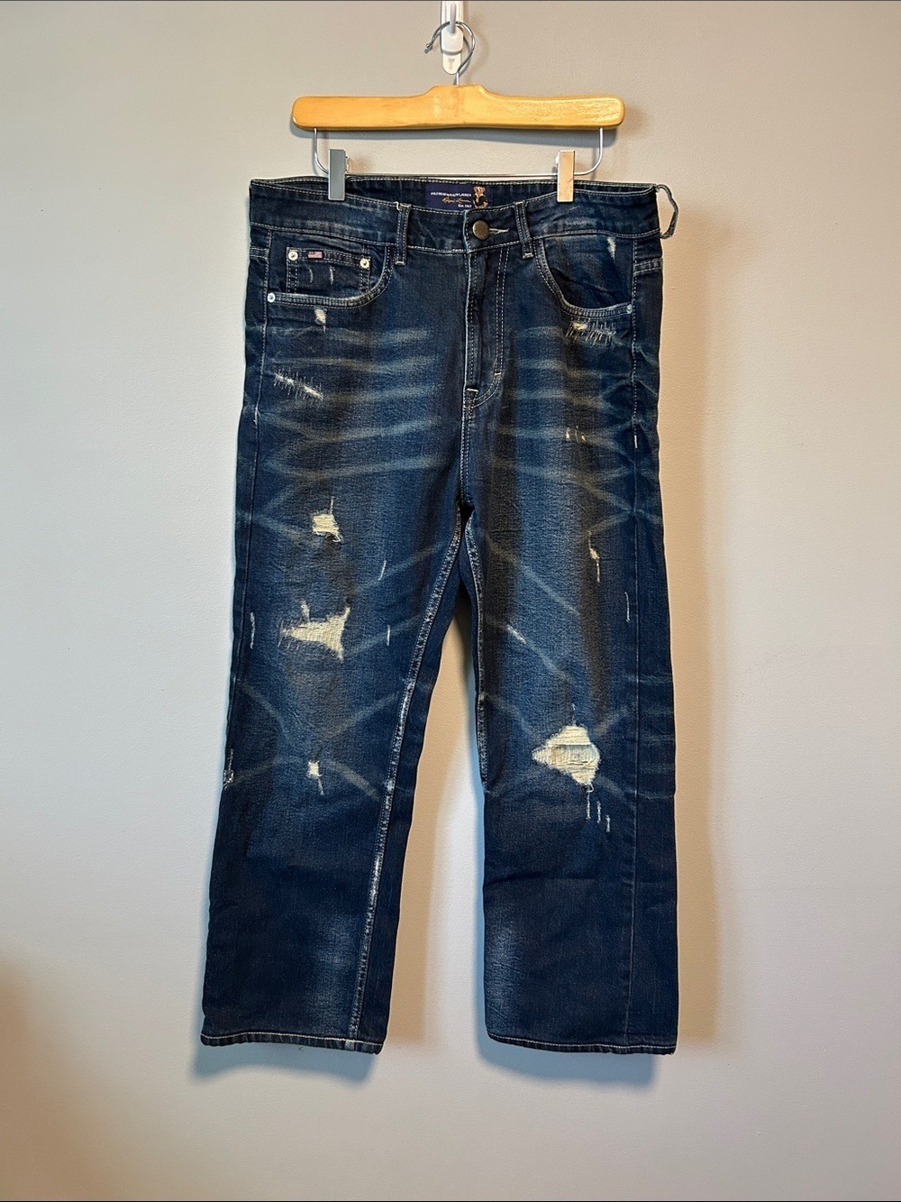 Polo Ralph Lauren Polo Bear Distressed Spencer Straight Leg Jeans